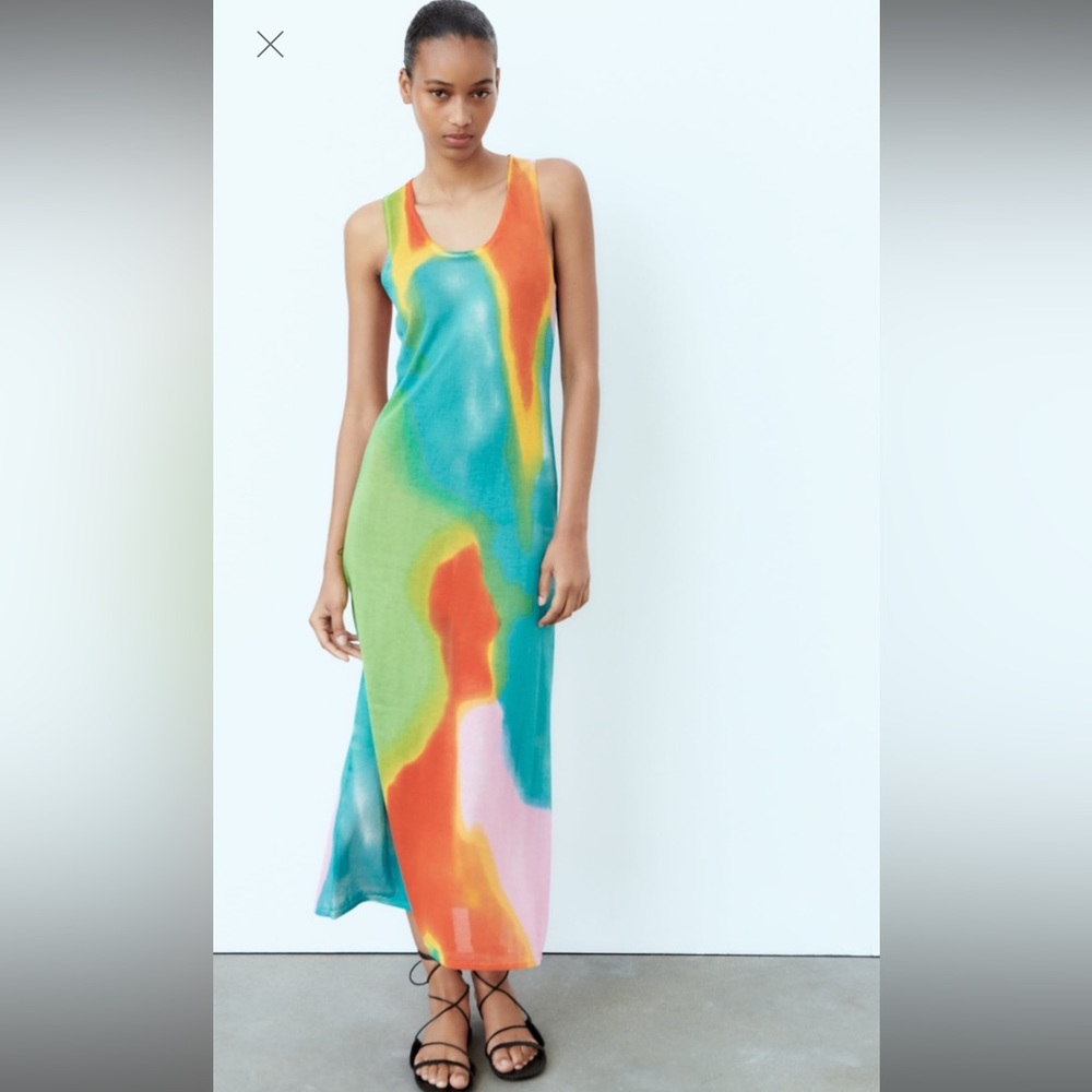 Zara long printed knit dress